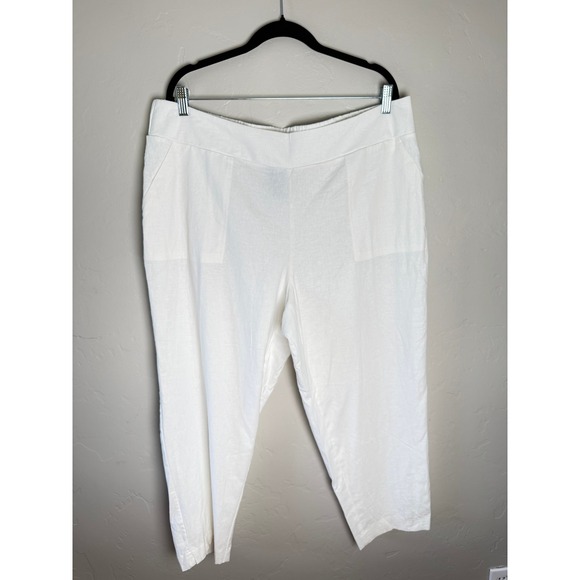 Investments Pants - NWT Investments Plus Size White Stretch Linen Blend Pull On Crop Pants 2X